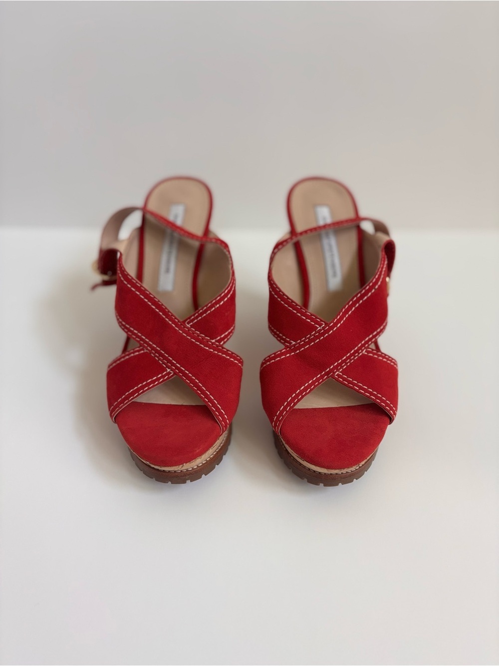 Diane von Furstenberg Red Suede Wedge Sandles Women’s size 6 NWOB